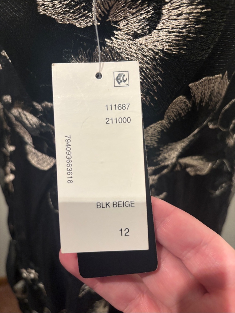 SLNY Black Dress with Beige Floral Print - Picture 5 of 9